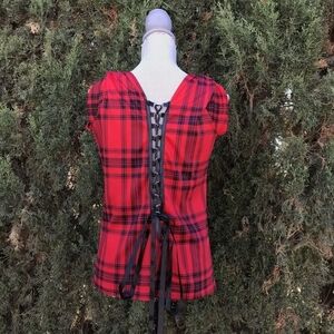 Demi Loon Y2k Style Plaid Lace Up Blouse Women's Size Extra Large